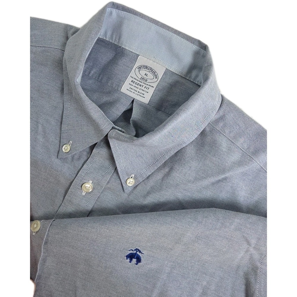 Brooks Brothers Regent Mens Blue Chambray Long Sleeve Button Down XL PREPPY